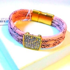 Women's Pink Leather Cord Bracelet